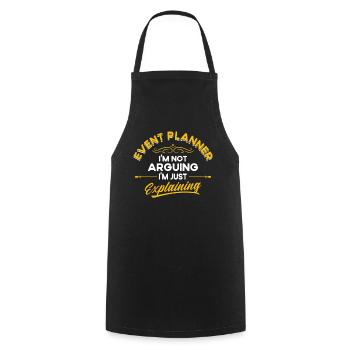 Eventplaner Hochzeitsplaner Event Manager - Kochschürze - Schwarz - Vorne - AI Model Male 185 dark (185cm)