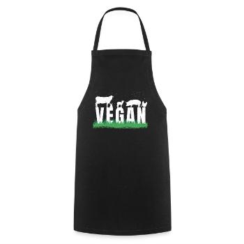 Animaux de ferme Légumes Végétarien Végétalien - Tablier de cuisine - noir - Devant - AI Model Male 185 dark (185cm)