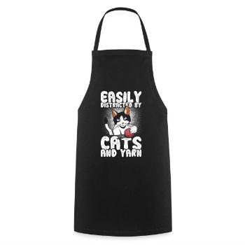 Wrinkled Crochet Yarn Needle Knitting - Cooking Apron - black - Front - AI Model Male 185 dark (185cm)