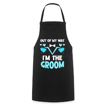 Out of the way I'm the groom wedding party - Cooking Apron - black - Front - AI Model Male 185 dark (185cm)