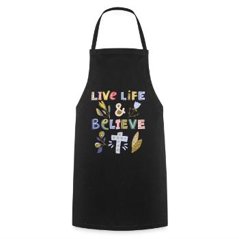 Christian Faith, Jesus Christ, Proverb - Cooking Apron - black - Front - AI Model Male 185 dark (185cm)
