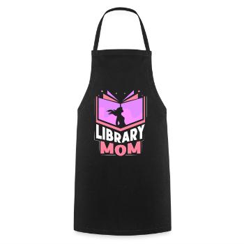 Bibliothèque Mama Bibliothécaire Livres amoureux - Tablier de cuisine - noir - Devant - AI Model Male 185 dark (185cm)