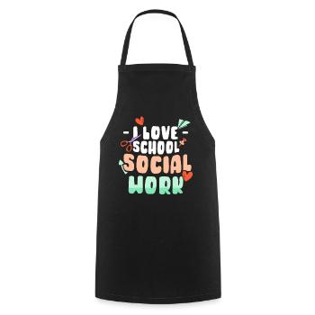 I love school social work school social workers - Cooking Apron - black - Front - AI Model Male 185 dark (185cm)