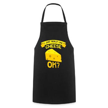 I just like cheese very sweet dear lovers - Cooking Apron - black - Front - AI Model Male 185 dark (185cm)
