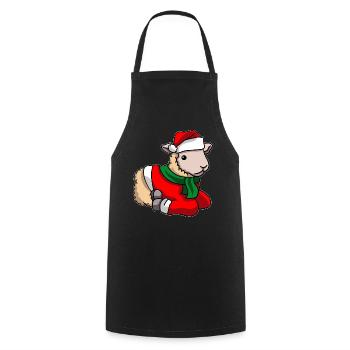 Sheep with Christmas Sweater - Cooking Apron - black - Front - AI Model Male 185 dark (185cm)