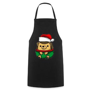 Hedgehog with Christmas Hat Christmas Costume - Cooking Apron - black - Front - AI Model Male 185 dark (185cm)