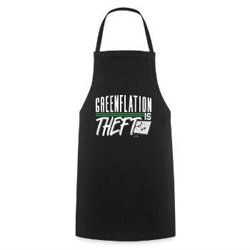 Greenflation is theft green energy inflation - Cooking Apron - black - Front - AI Model Male 185 dark (185cm)