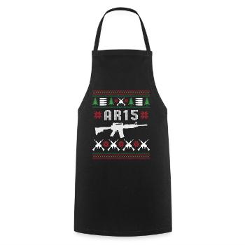 AR15 Noël moche - Tablier de cuisine - noir - Devant - AI Model Male 185 dark (185cm)