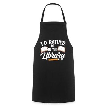 Je préférerais être dans la bibliothèque Livres - Tablier de cuisine - noir - Devant - AI Model Male 185 dark (185cm)