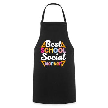 Meilleur travailleur social scolaire de tous les temps - Tablier de cuisine - noir - Devant - AI Model Male 185 dark (185cm)