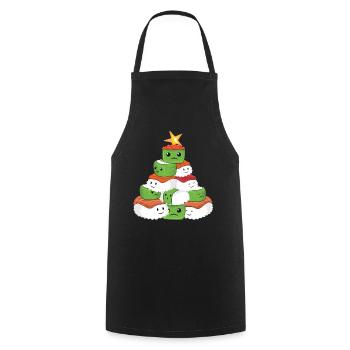 Kawaii Christmas Tree Sushi December Christmas - Cooking Apron - black - Front - AI Model Male 185 dark (185cm)