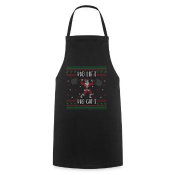 Santa Muscle Exercise Lift Ugly Christmas - Cooking Apron - black - Front - AI Model Male 185 dark (185cm)