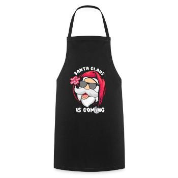 Décembre Père Noël arrive Blague Noël drôle - Tablier de cuisine - noir - Devant - AI Model Male 185 dark (185cm)