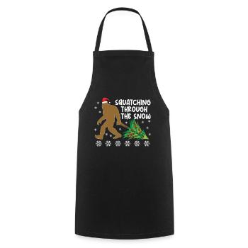 Bigfoot Sasquatch Funny December Christmas - Cooking Apron - black - Front - AI Model Male 185 dark (185cm)