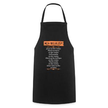 Mein Grillrezept - Zuerst EIN Bier - lustiges - Kochschürze - Schwarz - Vorne - AI Model Male 185 dark (185cm)