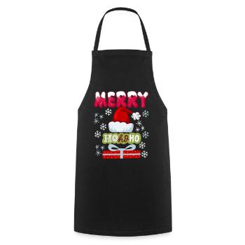 Père Noël, casquette, HoHoHo et cadeaux - Tablier de cuisine - noir - Devant - AI Model Male 185 dark (185cm)