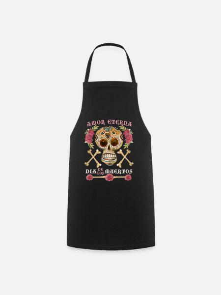 Skull, Zuckerschädel, Dia-De-Los-Muertos Spruch - Kochschürze - Schwarz