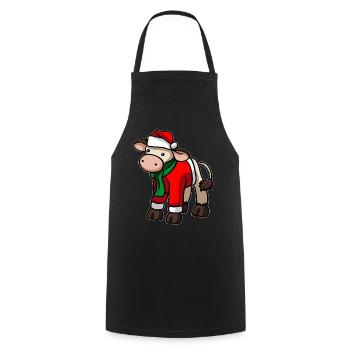 Cow Beef Christmas Hat - Cooking Apron - black - Front - AI Model Male 185 dark (185cm)