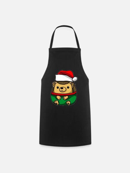 Igel mit Christmas Sweater - Kochschürze - Schwarz