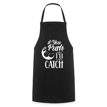 Vous appuyez sur J’attrape la profession de sage-femme - Tablier de cuisine - noir - Devant - AI Model Male 185 dark (185cm)