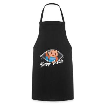 Baby Inside Baby Inside Pregnant Announcement - Cooking Apron - black - Front - AI Model Male 185 dark (185cm)