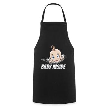 Baby Inside Pregnant Announcement Baby Inside - Cooking Apron - black - Front - AI Model Male 185 dark (185cm)