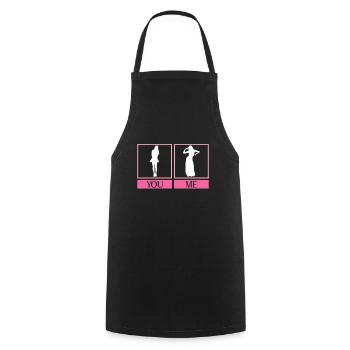 She: Normal woman Me: Belly dancer - Belly dancer - Cooking Apron - black - Front - AI Model Male 185 dark (185cm)