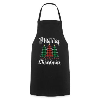 Christmas Elements Merry December Plaid Christmas - Cooking Apron - black - Front - AI Model Male 185 dark (185cm)