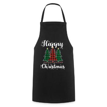 Christmas Elements Happy December Plaid Christmas - Cooking Apron - black - Front - AI Model Male 185 dark (185cm)