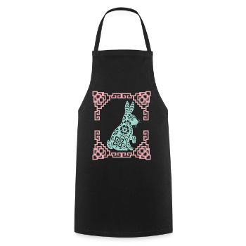 Année du Lièvre, horoscope chinois Chine - Tablier de cuisine - noir - Devant - AI Model Male 185 dark (185cm)
