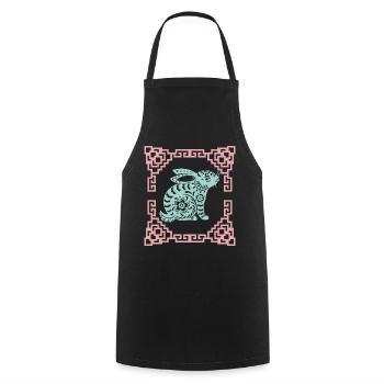 Year of the Hare, Chinese Horoscope China - Cooking Apron - black - Front - AI Model Male 185 dark (185cm)