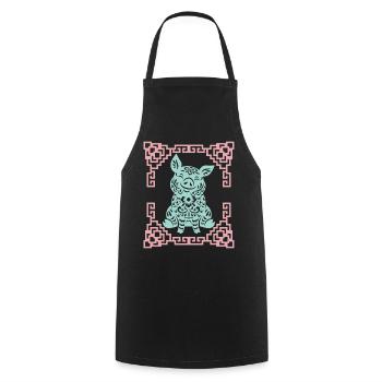 Year of the Pig, Chinese Horoscope China - Cooking Apron - black - Front - AI Model Male 185 dark (185cm)