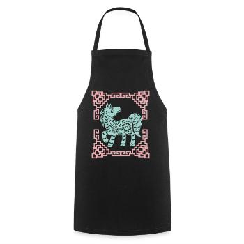 Année du Cheval, horoscope chinois Chine - Tablier de cuisine - noir - Devant - AI Model Male 185 dark (185cm)