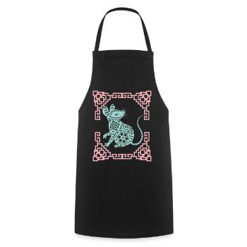 Year of the Rat, Chinese Horoscope China - Cooking Apron - black - Front - AI Model Male 185 dark (185cm)