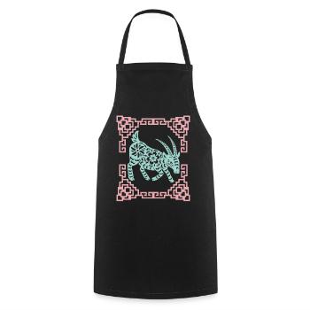 Année de la Chèvre, horoscope chinois Chine - Tablier de cuisine - noir - Devant - AI Model Male 185 dark (185cm)