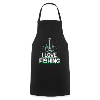 I Love Fishing Anglers Fishermen Fishing Fishing - Cooking Apron - black - Front - AI Model Male 185 dark (185cm)