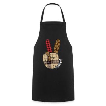 Turkey Love Peace Autumn Pattern Fall Thanksgiving - Cooking Apron - black - Front - AI Model Male 185 dark (185cm)