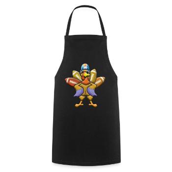Rugby Turkey And Football Thanksgiving - Cooking Apron - black - Front - AI Model Male 185 dark (185cm)