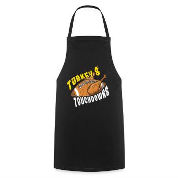 Thanksgiving Roasted Turkey Touchdown Football - Cooking Apron - black - Front - AI Model Male 185 dark (185cm)