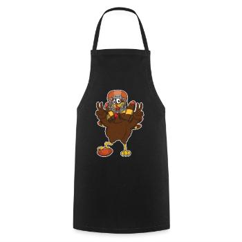 Thanksgiving Funny Peace Turkey Touchdown Football - Cooking Apron - black - Front - AI Model Male 185 dark (185cm)