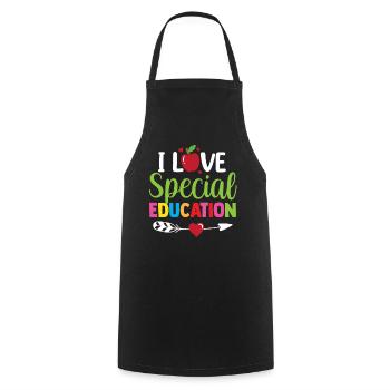 J’aime l’éducation spécialisée Enseignante en éducation spécialisée - Tablier de cuisine - noir - Devant - AI Model Male 185 dark (185cm)