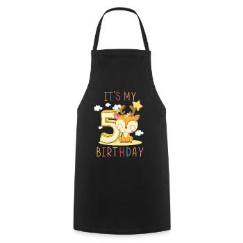 Enfants Anniversaire Garçons Filles 5 ans Fawn - Tablier de cuisine - noir - Devant - AI Model Male 185 dark (185cm)