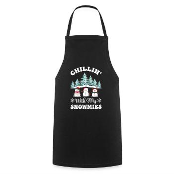 Chilling with my Snowmies, gift for friends - Cooking Apron - black - Front - AI Model Male 185 dark (185cm)