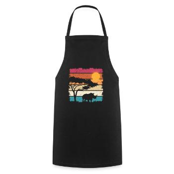 Vintage Rhino Sunset - Cooking Apron - black - Front - AI Model Male 185 dark (185cm)