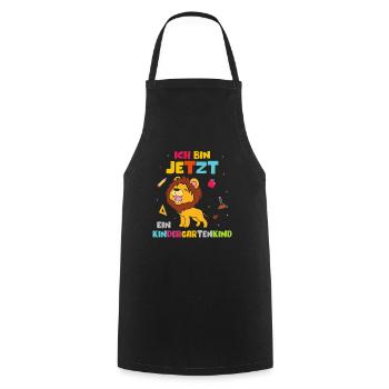 I am now a kindergarten child Leo - Cooking Apron - black - Front - AI Model Male 185 dark (185cm)
