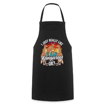 I just like kangaroos very much animal kangaroo - Cooking Apron - black - Front - AI Model Male 185 dark (185cm)