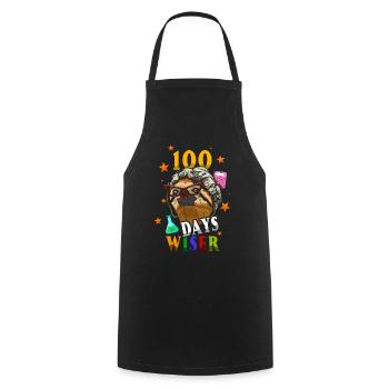 Student 100th Day Wiser Sloth 100 Days Of School - Cooking Apron - black - Front - AI Model Male 185 dark (185cm)