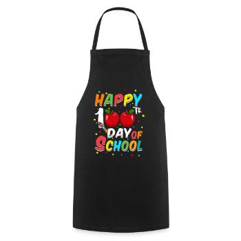 Étudiant heureux 100e jour 100 jours d’école - Tablier de cuisine - noir - Devant - AI Model Male 185 dark (185cm)
