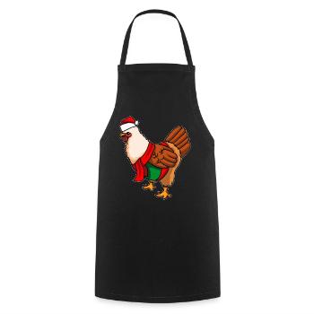 Poulet avec pull de Noël - Tablier de cuisine - noir - Devant - AI Model Male 185 dark (185cm)