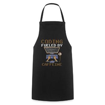Programming powered by caffeine coding - Cooking Apron - black - Front - AI Model Male 185 dark (185cm)